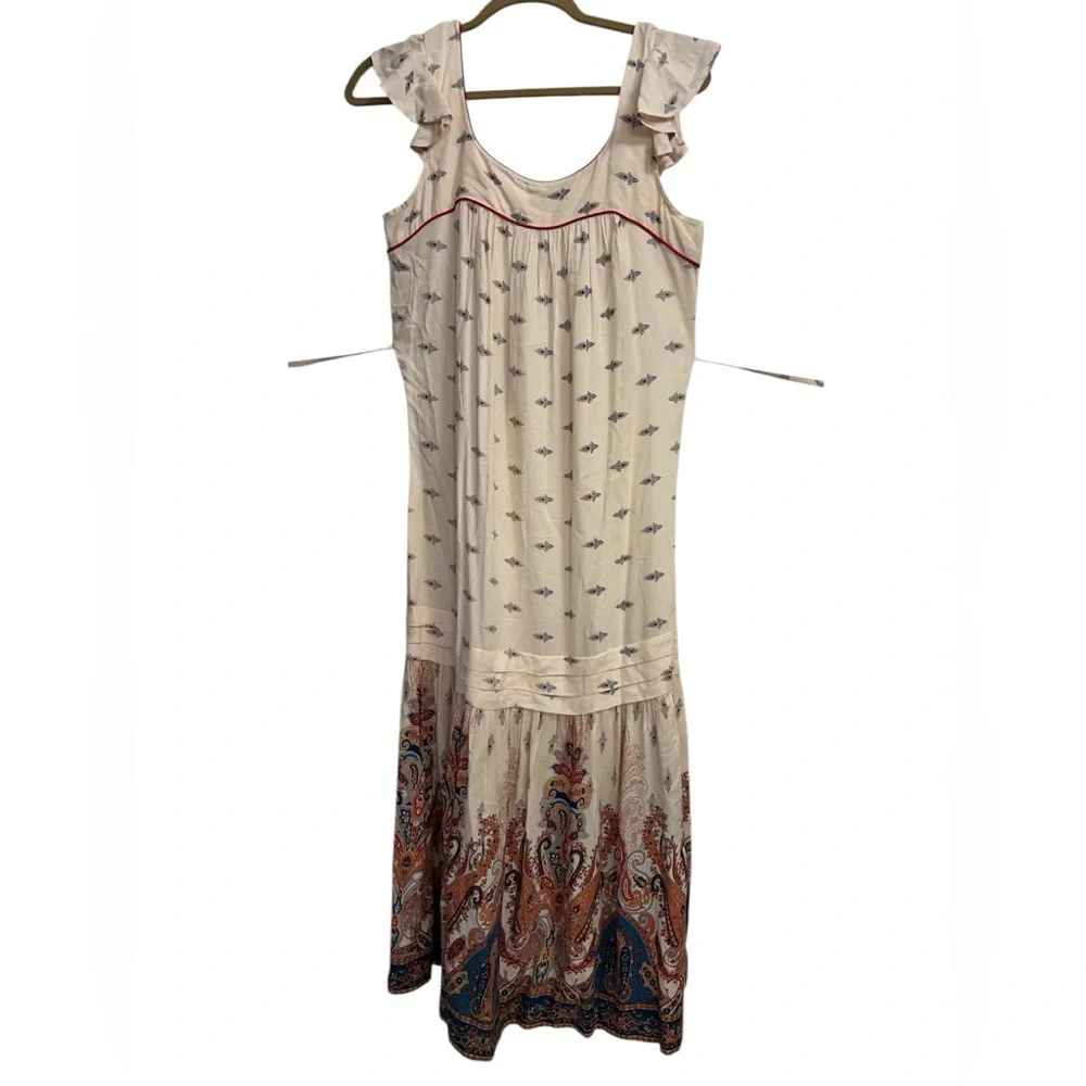 NWT BOG Band Of Gypsies Women's Small S Loose Boho Midi Flutter Sleeve Paisley - Picture 2 of 15